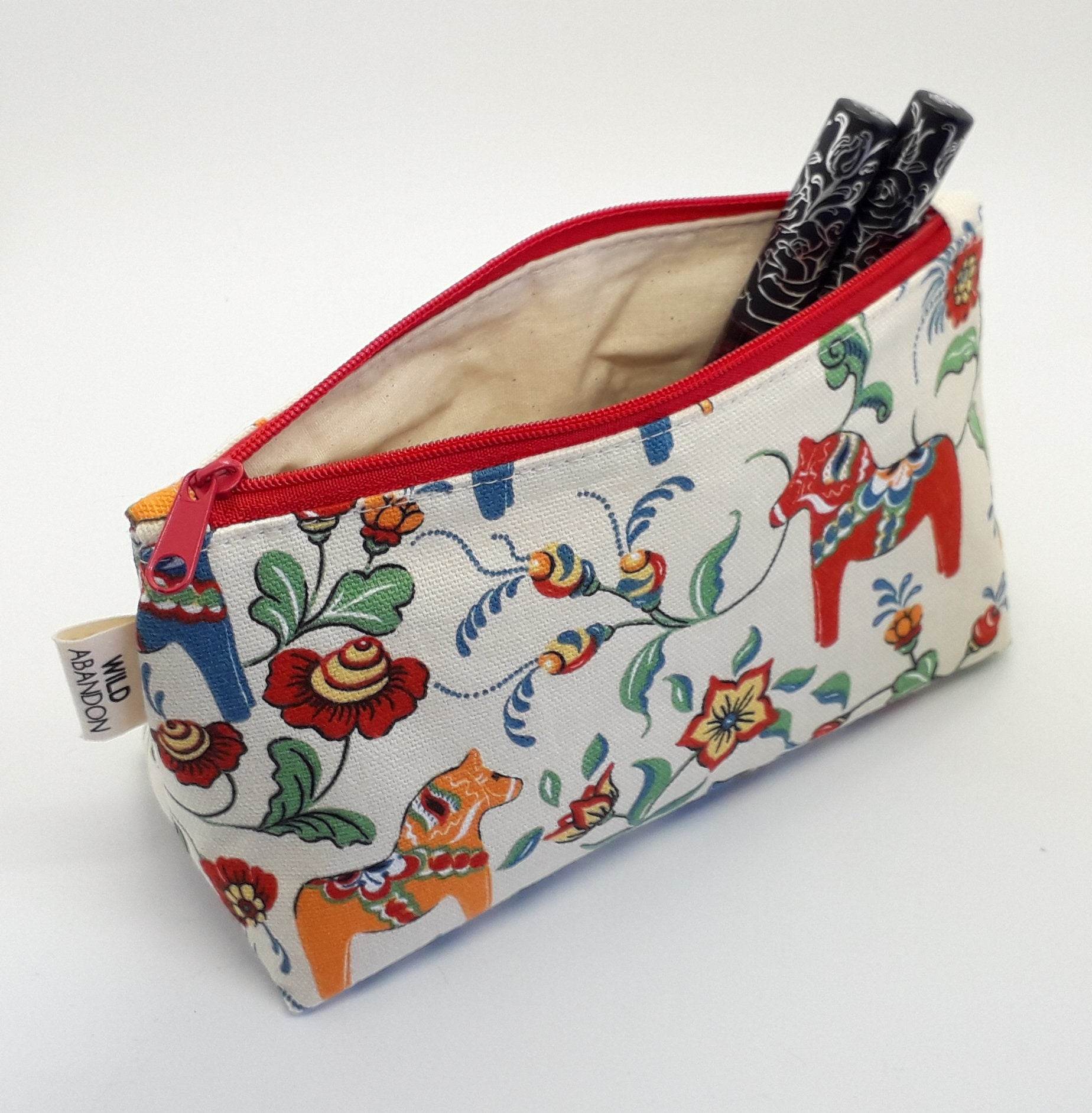 Dala Horse Ivory Zip Pouch - Wild Abandon